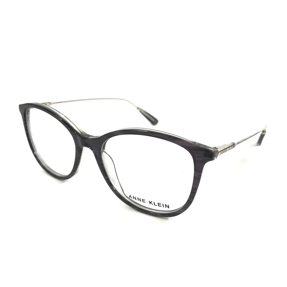 Anne Klein Eyeglasses Frames AK5072 001 SMOKE Silver Clear Full Rim 52-17-140